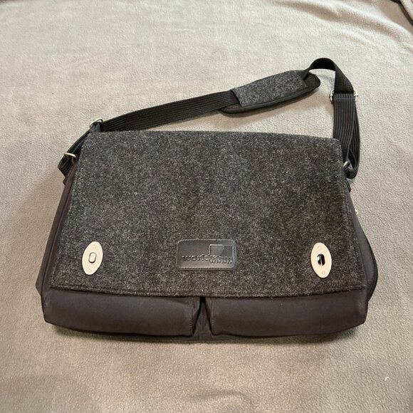 WorldCom Exchange Messenger Bag Laptop Bag Wool Satchel Bag Black 16’/ 12’ - Picture 15 of 15